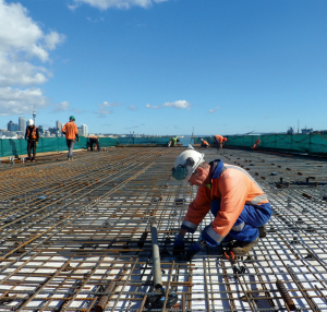 Preparrations for a slab pour on Devonport's Victoria Wharf